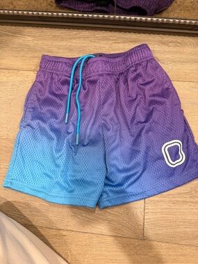 Kids Purple and Blue Ombre Athletic Shorts with Drawstring